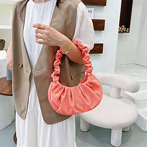 Bolso de Hombro de Moda, Bolso de Pana, Cuadrado Material de Pana Diseño Plisado para Mujeres Adecuado para Citas o Trabajo o Compras Ocio Diario