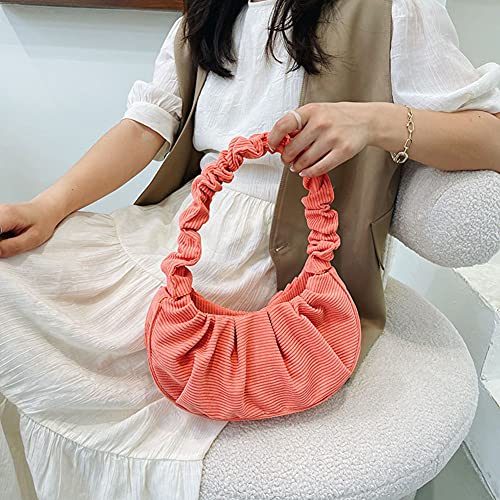 Bolso de Hombro de Moda, Bolso de Pana, Cuadrado Material de Pana Diseño Plisado para Mujeres Adecuado para Citas o Trabajo o Compras Ocio Diario