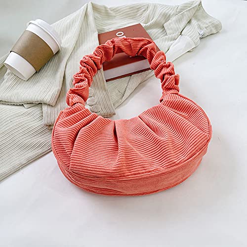 Bolso de Hombro de Moda, Bolso de Pana, Cuadrado Material de Pana Diseño Plisado para Mujeres Adecuado para Citas o Trabajo o Compras Ocio Diario