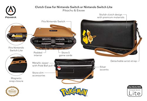 Bolso estuche para Nintendo Switch o Nintendo Switch Lite y para accesorios, diseño de Pikachu y Eevee de Pokémon