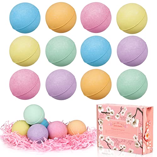 Bombas de Baño,Set de Regalo de Bomba de Baño de 12 Piezas,Sales de Baño Naturales Spa Relajantes, Espuma Bolas de Baño Efervescentes para Madre, Hombre, Niños, Novia