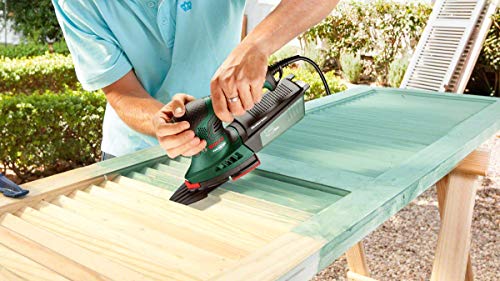 Bosch PSM 200 AES - Multilijadora, 2 hojas de lija, placa lijadora rectangular, maletín de transporte, 200 W