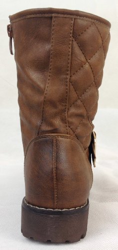 Botas de mujer mivall, acolchado, con cordones en la parte delantera, y acabados hebilla, cremallera interior, con forro interior y piel sintética, con suela de perfil, de moda, de color marrón, talla 36 41 -, tacón de 3,0 cm, altura 19,5 cm, ancho de 30 