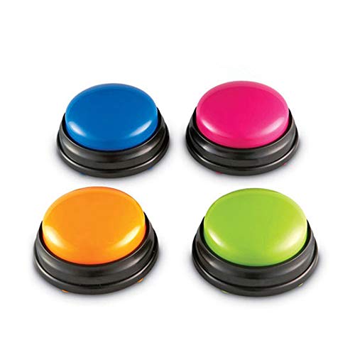 Botones de Respuesta, Answer Buzzer Botón de Sonido de grabación de Voz Easy Carry de tamaño pequeño para niños Botones interactivos de Respuesta de Juguetes Naranja + Rosa + Azul + Verde