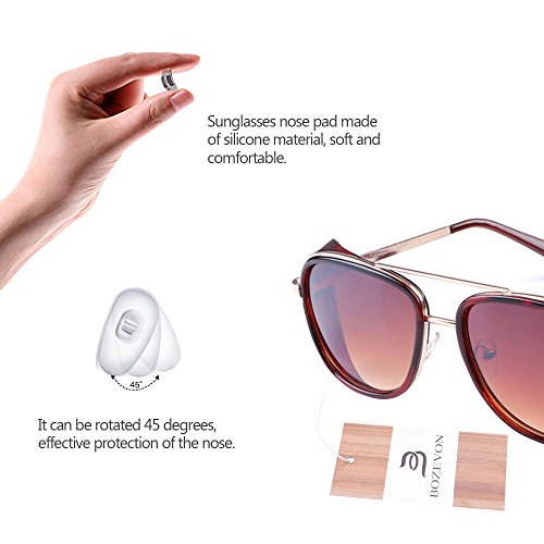 BOZEVON Gafas de sol Reflejadas de Steampunk de las Gafas del Vintage Unisex para las Mujeres y los Hombres Marrón-Marrón