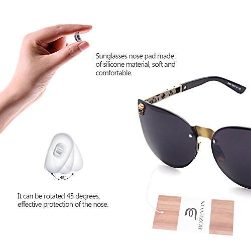 BOZEVON UV400 Mujer Hombre Moda Oversized Rimless Cráneo Gafas de Sol Marrón-Gris C5