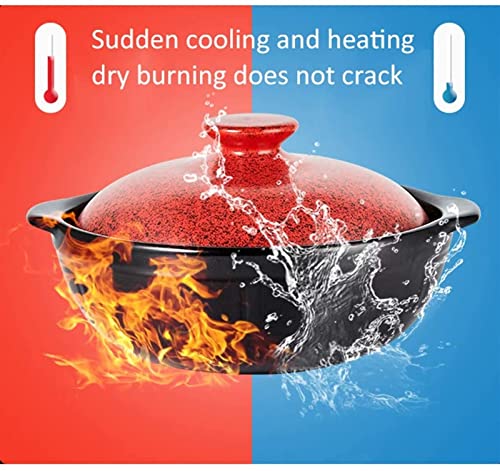 Braising Pans Casserole Household Stew Pot Gas Gas Stove Stew Pot Soup Pot Stone Pot Clay Pot Rice Cooker Heat-Resistant Dry 900 Degrees Casserole Dish (Color : Red, Size : 2.8L)