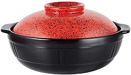 Braising Pans Casserole Household Stew Pot Gas Gas Stove Stew Pot Soup Pot Stone Pot Clay Pot Rice Cooker Heat-Resistant Dry 900 Degrees Casserole Dish (Color : Red, Size : 2.8L)