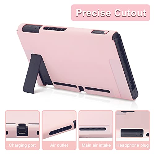 BRHE Funda Protectora para Nintendo Switch Joysticks con Protector de Pantalla de Cristal, antiarañazos, absorción de Golpes, Color Rosa