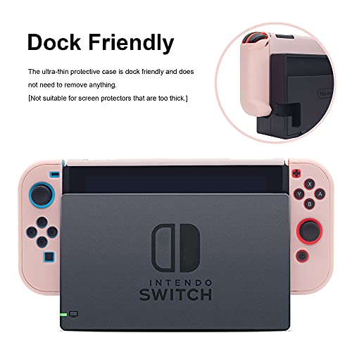 BRHE Funda Protectora para Nintendo Switch Joysticks con Protector de Pantalla de Cristal, antiarañazos, absorción de Golpes, Color Rosa