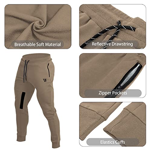 BROKIG Pantalones de Chándal de Gimnasio para Hombre Joggers Chándal Vertex para Jogging Pantalones para Correr con Bolsillos Beige S