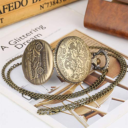 Bronze Car Quartz Pocket Watch Steam Chain Wall Clock Men's and Women's Antique Jewelry Watch Gifts