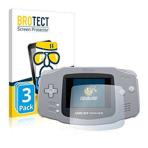 BROTECT Protector Pantalla Cristal Compatible con Nintendo Gameboy Advance GBA Protector Pantalla Vidrio (3 Unidades) - Dureza Extrema, Anti-Huellas