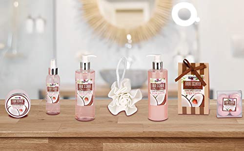 BRUBAKER Cosmetics Kit para Baños "Fresa-Coco" - Fragancia de Coco y Fresa - Set de Belleza de 11 piezas en Bañera Vintage - Set de Regalo para Mujer - Wellness Beauty Spa Set de Baño y Ducha