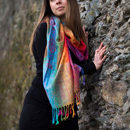 Bufanda para mujer "Marruecos", colores del arco iris, viscosa/poliéster, tamaño XXL, 180 x 60 cm, multicolor