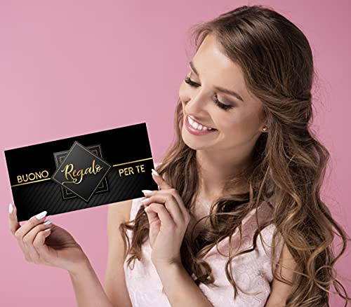 Buoni - 25 tarjetas de regalo de 25 o 50 unidades para rellenar ofertas de descuentos, clientes, tiendas, ropa, estética, peluquería, perfumería, joyería, venta en línea (25)