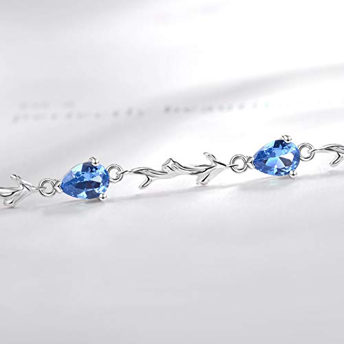 Buy and buy at Brandon S925 Silver and Gemstone Bracelet Simple Handle Star Forest Crystal BraceletBlueA