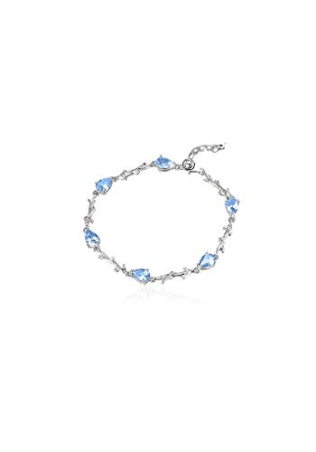 Buy and buy at Brandon S925 Silver and Gemstone Bracelet Simple Handle Star Forest Crystal BraceletBlueA