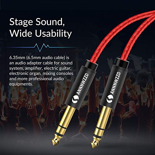 Cable de audio mono de 6,35 mm a 6,35 mm, cable de altavoz profesional TS de 1/4 pulgadas para guitarra eléctrica, bajo, amplificador, teclado instrumento profesional, etc. (2 m)