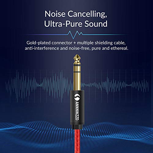 Cable de audio mono de 6,35 mm a 6,35 mm, cable de altavoz profesional TS de 1/4 pulgadas para guitarra eléctrica, bajo, amplificador, teclado instrumento profesional, etc. (2 m)