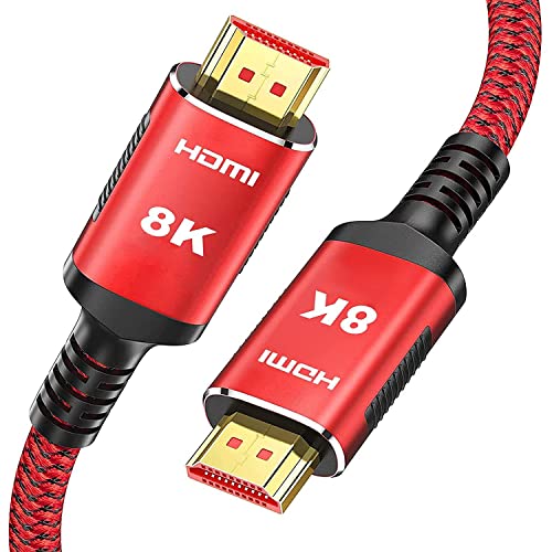 Cable HDMI 2.1 2 m, 8 K, alta velocidad, 48 Gbps, conectores chapados en oro, UHD 8K @60HZ&4K @120HZ, 4:4:4, HDR10+ 7680 * 4320, compatible con eARC HDCP 2.3, PS5, PS4, HDTV, PC (Rojo, 2meter)