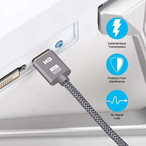 Cable HDMI 4K 2M SUCESO Cable HDMI 2.0 de Alta Velocidad Trenzado de Nailon Ultra HD 4K a 60Hz a 18Gbps Soporta con Video 4K UHD 2160p,HD 1080p,3D,Ethernet,Xbox 360,BLU-Ray PS3 PS4 ARC HDCP 2.2-Gris