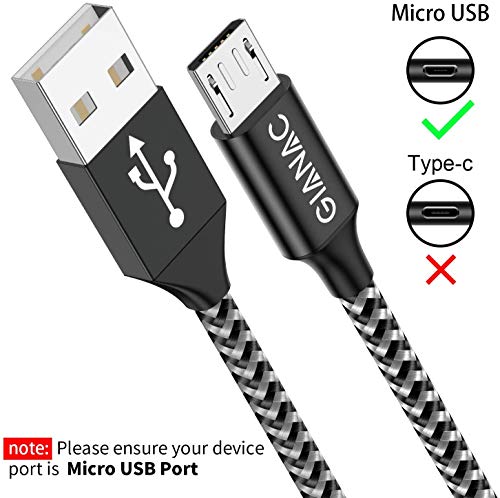 Cable Micro USB 2M 3Pack Carga Rápida Android Cable Android Nylon Movil Cables Cargador Compatible con Samsung S7 S6 S5 j7 j5 j3 Tablet Huawei Sony HTC Motorola Nexus LG PS4