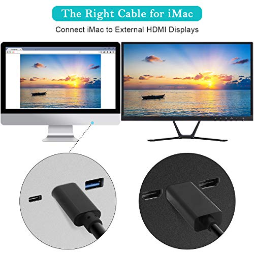 Cable USB C (Thunderbolt 3) a HDMI 4K, Cable BENFEI 1.8M USB-C a HDMI Chapado en Oro (Solo Compacto con Dispositivos USB C Que admiten el Modo DisplayPort Alt)