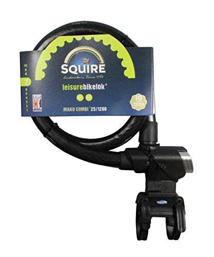 Cadenas integradas de alta resistencia Squire (Mako cn8/900) - Cerradura de tambor de 5 pines - Cerradura de cable de acero blindado resistente a la intemperie - Cerradura de cadena flexible y a prueba de manipulaciones para uso general (900 mm)