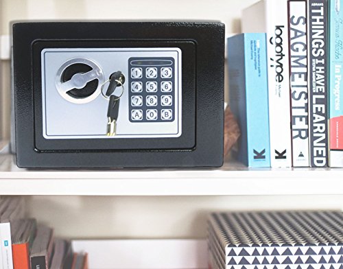 Caja fuerte de seguridad electrónica con teclado y cerradura para llave, tornillos de anclaje y pilas incluidas