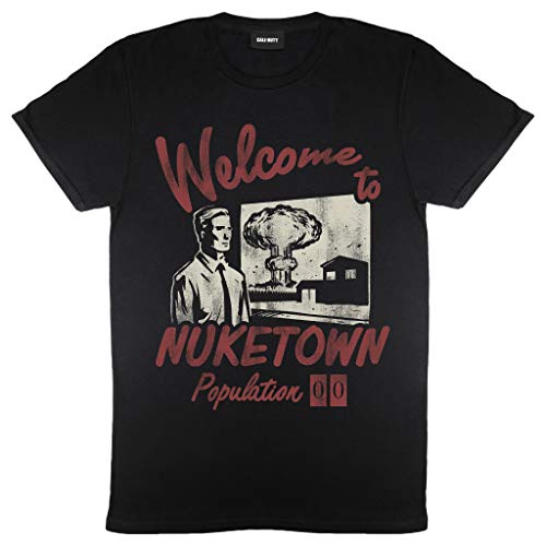 Call of Duty Guerra Fría Zombies Bienvenido a Nuketown Camiseta para Hombre Negro L | Interruptor Jugador Xbox PS4 PS5, Idea del Regalo de cumpleaños para los individuos, para el hogar o la Gimnasia