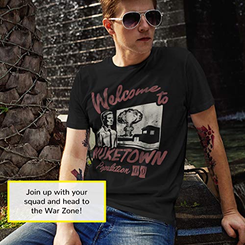 Call of Duty Guerra Fría Zombies Bienvenido a Nuketown Camiseta para Hombre Negro L | Interruptor Jugador Xbox PS4 PS5, Idea del Regalo de cumpleaños para los individuos, para el hogar o la Gimnasia
