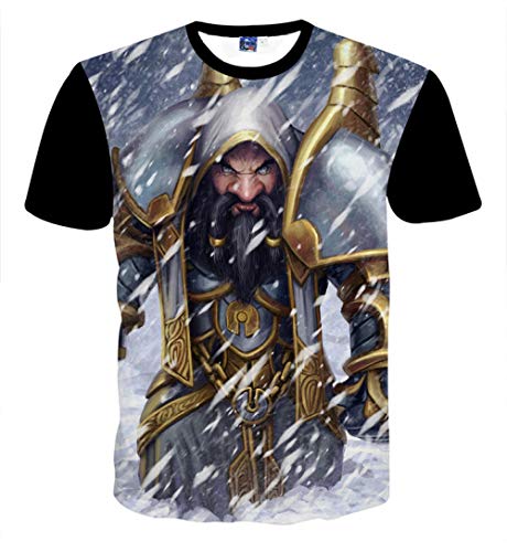 Camiseta 3D Europa y Estados Unidos Impresión Digital HD Extraño World of Warcraft Personalidad Creativa Tendencia Casual Manga Corta@Photo Color_M