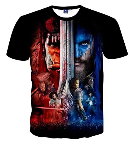 Camiseta 3D Europa y Estados Unidos Impresión Digital HD Extraño World of Warcraft Personalidad Creativa Tendencia Casual Manga Corta@Photo Color_XL