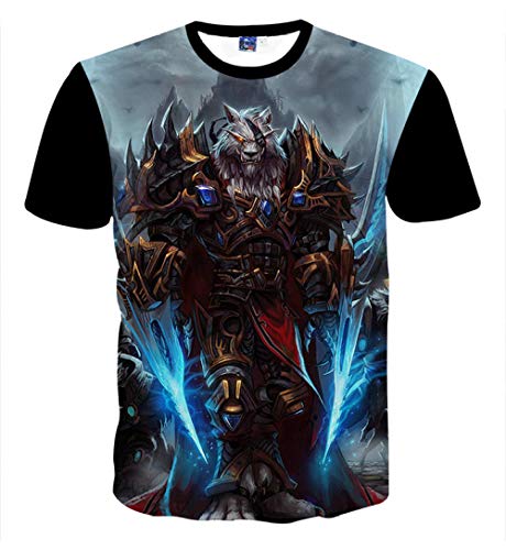 Camiseta 3D Europa y Estados Unidos Impresión Digital HD Extraño World of Warcraft Personalidad Creativa Tendencia Casual Manga Corta@Photo Color_XXL