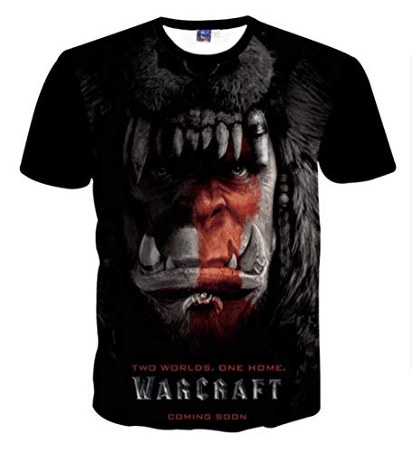 Camiseta 3D Europa y Estados Unidos Impresión Digital HD Extraño World of Warcraft Personalidad Creativa Tendencia Casual Manga Corta@Photo Color_XXL