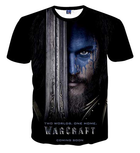 Camiseta 3D Europa y Estados Unidos Impresión Digital HD Extraño World of Warcraft Personalidad Creativa Tendencia Casual Manga Corta@Photo Color_XXL