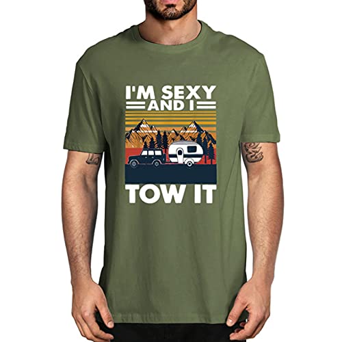 Camiseta de algodón 100% con texto en inglés I'm Sexy and I Tow It Bigfoot Camp Senderismo Camping Funny, Ejercito Verde, S