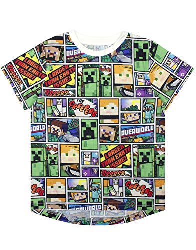 Camiseta de Minecraft Overworld Steve Creeper Camiseta de Manga Corta para niños
