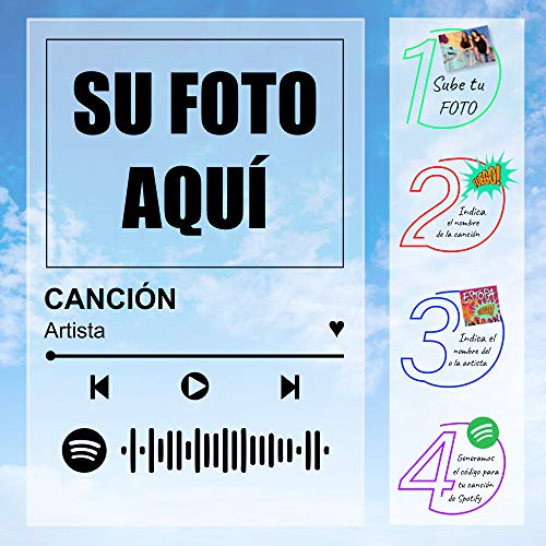 Camiseta Hombre con Diseño Personalizable Spotify · Camisetas Personalizadas con Foto, Pon tu Canción y Artista Favorito sorprender a un Amigo · Manga Corta · Negro · M