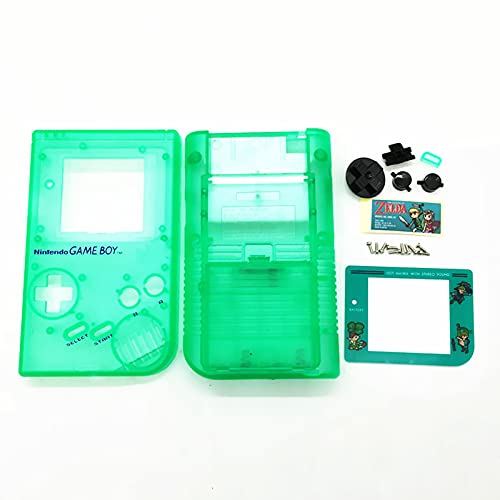Carcasa Shell Case Luminous Green Reemplazo, para For Nintendo Game Boy Gameboy GB Classic Console, Zelda Edition + Protector de pantalla / Botones / Tornillos / Juego completo de pegatinas