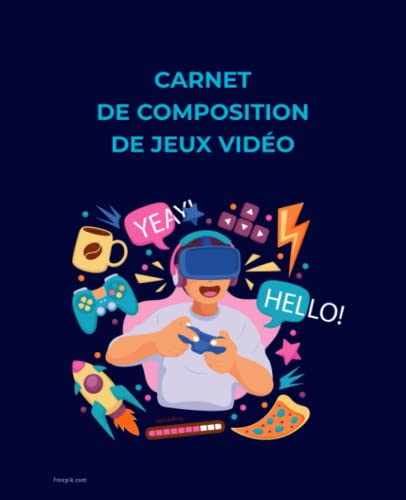 Carnet de Composition de Jeux Vidéo: Ligné Large, 19,05 X 23,05 cm (7,5 x 9,25 inch), 120 Pages, pour Enfants, Adolescents et Adultes, Gamer - Journal ... à l'école pour Garçons, Filles et Enfants