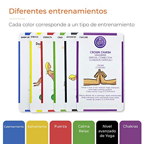Cartas de Yoga/Pack de 100 Yoga Cards para Todos los Niveles: Principiantes y avanzados, Tarjetas con secuencias ilustradas de posturas para Hacer Yoga en casa Tanto Adultos como niños