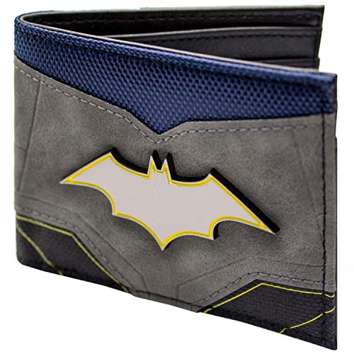 Cartera de Batman Estilo de Traje con Insignia Gris