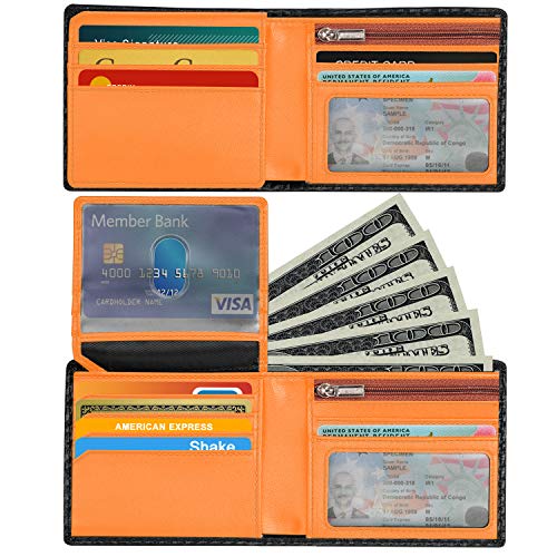 Cartera Hombre, BIAL RFID Cuero Billetera Hombre Piel, con 8 Ranuras para Tarjetas De Crédito 2 Ventanas De Identificación Tarjetas Cartera para Hombre Monedero Hombre Caja De Regalo Negro MARRóN