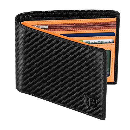 Cartera Hombre, BIAL RFID Cuero Billetera Hombre Piel, con 8 Ranuras para Tarjetas De Crédito 2 Ventanas De Identificación Tarjetas Cartera para Hombre Monedero Hombre Caja De Regalo Negro MARRóN