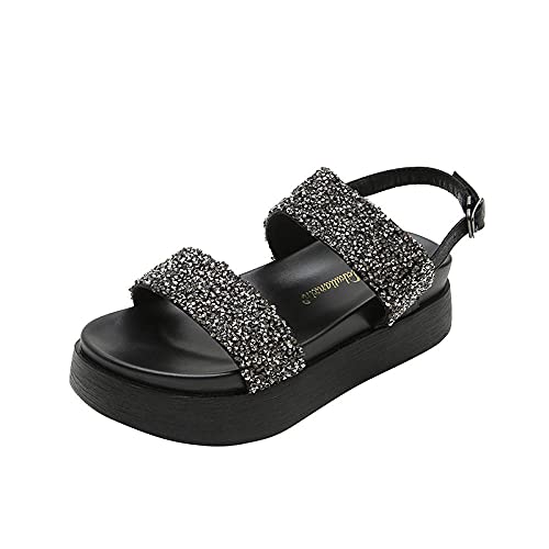 Chanclas para Adulto,Cientos de Sandalias Planas, Sandalias de Moda Gruesas.-Plata_43,Chanclas de Goma