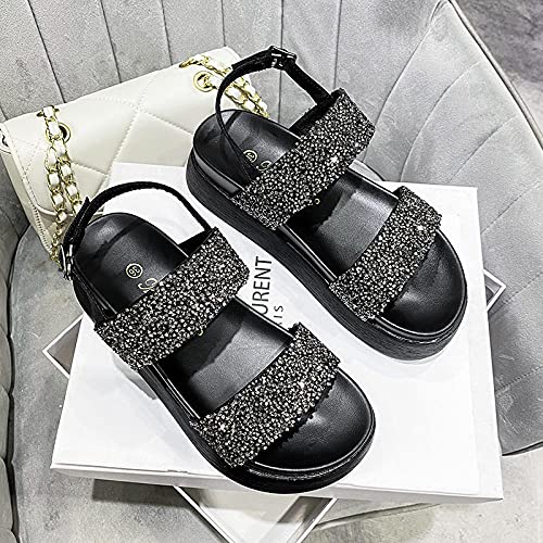 Chanclas para Adulto,Cientos de Sandalias Planas, Sandalias de Moda Gruesas.-Plata_43,Chanclas de Goma