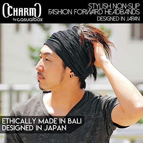 CHARM Hombre Elástico Bandana Cinta Para El Pelo Venda Japonés Largo Cabello Rastas Cabeza Envolver Marrón