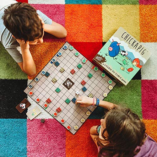 Chickapig Board Game - A Strategic Board Game Where Chicken-Pig Hybrids Attempt to Reach Their Goal While Dodging Opponents, Hay Bales, and an Ever-Menacing Pooping Cow.